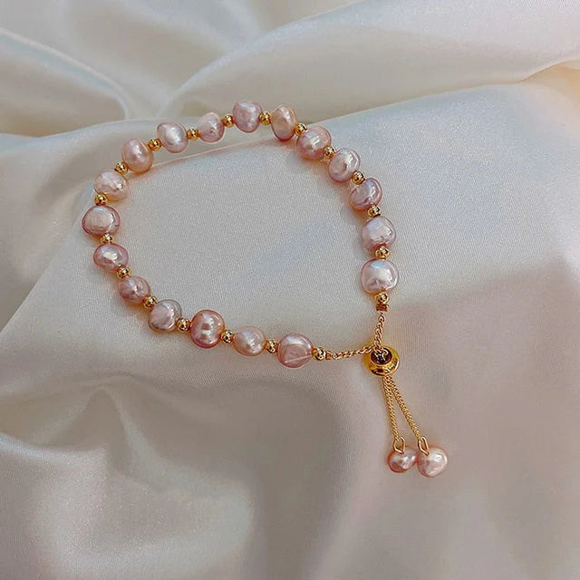 Bracelet Vintage à Perles Roses