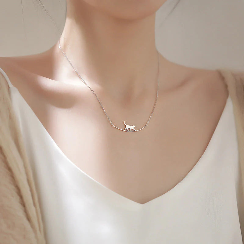 Collier Chat Argenté