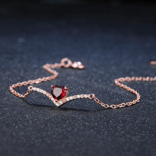 Bracelet Élégant à Coeur Rouge