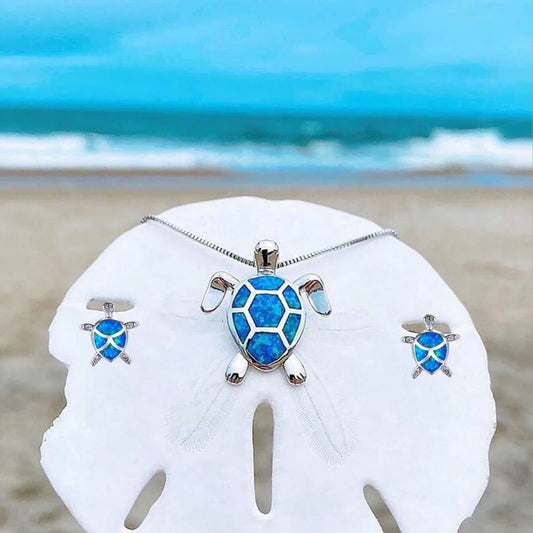 Ensemble Collier et Boucles d'Oreilles Tortue de Mer