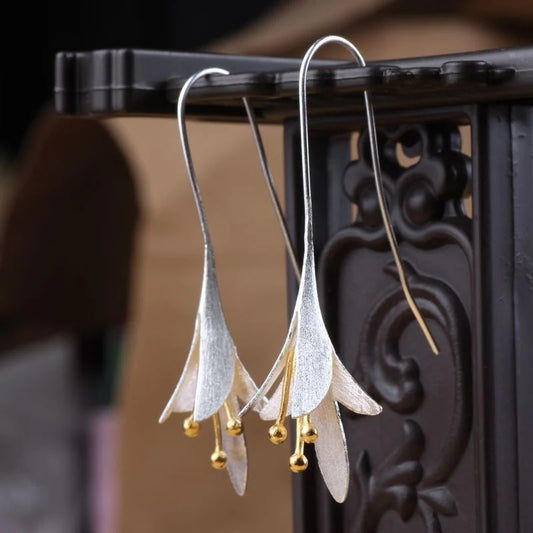 Boucles d'Oreilles à Fleurs Argenté