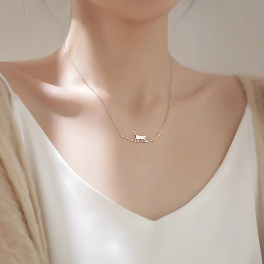 Collier Chat Argenté