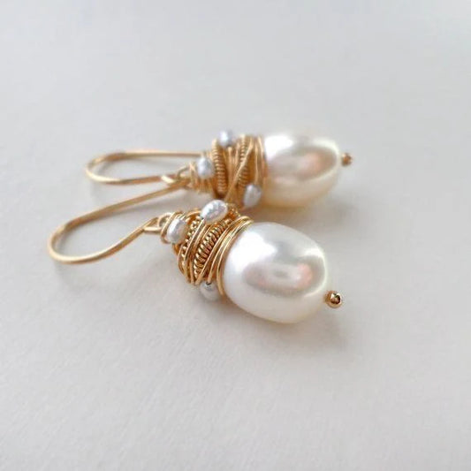 Boucles d'Oreilles Vintage en Perles