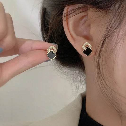 Boucles d'Oreilles Vintage Onyx
