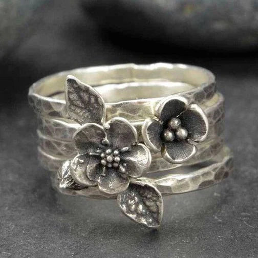 Bague Vintage à Fleurs Layer