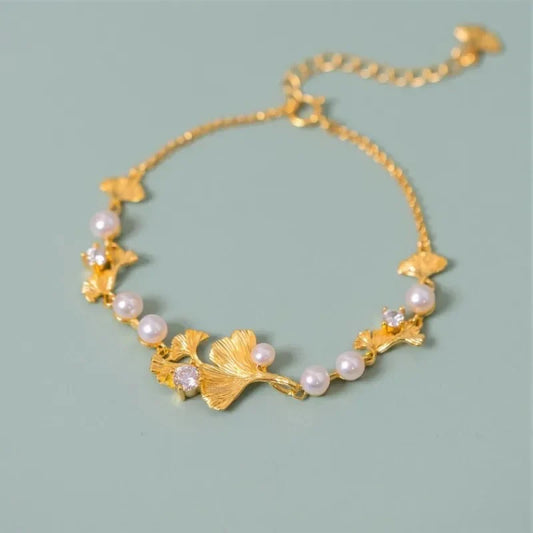 Bracelet Classique avec Feuilles de Ginkgo